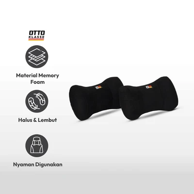 Gambar Otto Klasse Set 2 Pcs Bantal Leher Kursi Mobil Suede - Hitam