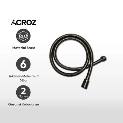 Gambar Acroz 1.2 Mtr Selang Shower Stainless Steel Premium Metal - Hitam