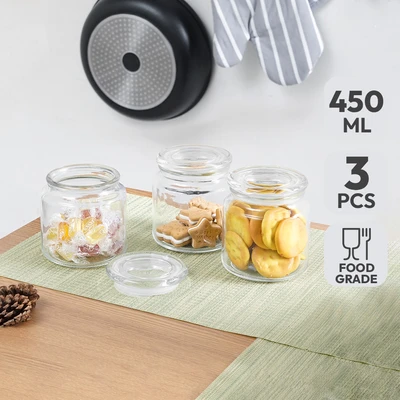 Gambar Informa Lily Stoples Kaca 450 ml Set 3 pcs Transparan