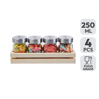 Gambar Picas Chile Tempat Bumbu Dapur Kaca 250 ml Set 4 Pcs Transparan