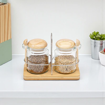 Gambar Picas Masala Tempat Bumbu Dapur Kaca 150 ml Set 2 Pcs Transparan - Cokelat