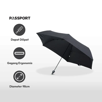 Gambar Passport Payung Lipat Light 98 cm - Hitam