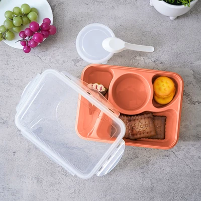 Gambar Picas Kotak Makan 3 Sekat Dengan Soup Pot 1 Liter - Merah