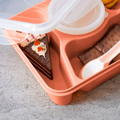 Gambar Picas Kotak Makan 3 Sekat Dengan Soup Pot 1 Liter - Merah