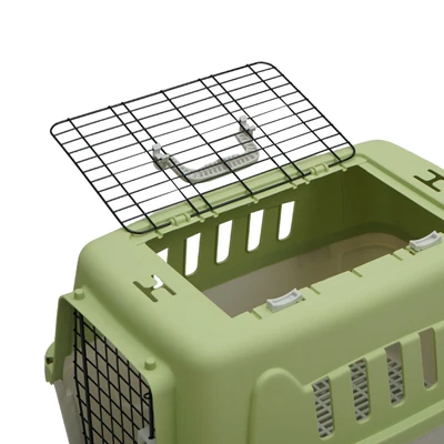 Gambar Paws N Tail Kandang Travel Portable Anjing & Kucing 2 Pintu 58.4x41x37.5 cm - Hijau