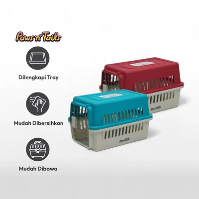 Gambar Paws N Tail Kandang Travel Portable Anjing & Kucing 40x30x49 cm - Biru