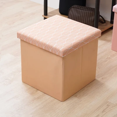 Gambar Stora Bangku Ottoman Lipat Fabric Stripes - Oranye