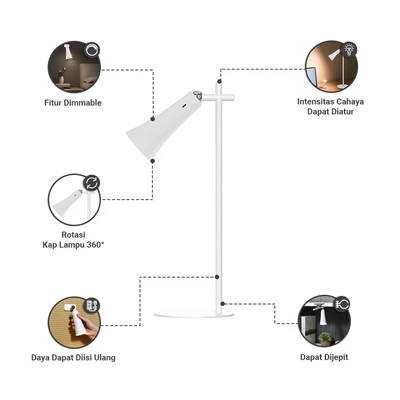 Gambar Informa Clair Lampu Meja Rechargeable Multifungsi - Putih