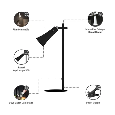 Gambar Informa Clair Lampu Meja LED Multifungsi Dimmable 3 Watt - Hitam