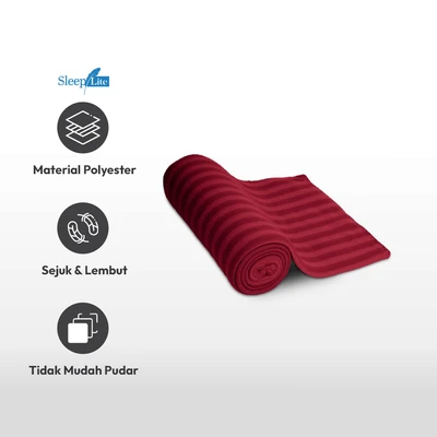 Gambar Sleeplite 120x150 cm Selimut Polar Fleece Stripe - Merah