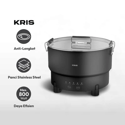 Gambar Kris Kompor Induksi Mini Dengan Panci 800 Watt - Hitam