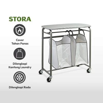 Gambar Stora 81.5x42x86.5 Cm Meja Setrika Dengan Kantong Laundry