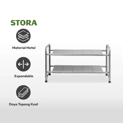 Gambar Stora Rak Wastafel Expandable - Abu-Abu