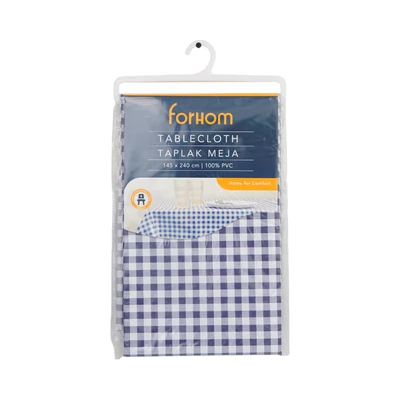 Gambar Forhom Taplak Meja PVC Gingham 145x240 cm - Biru
