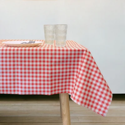 Gambar Forhom Taplak Meja PVC Gingham 145x320 cm - Merah