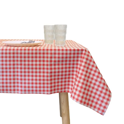 Gambar Forhom Taplak Meja PVC Gingham 145x320 cm - Merah