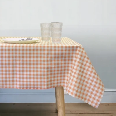 Gambar Forhom Taplak Meja PVC Gingham 145x240 cm - Orange