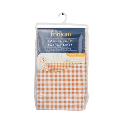 Gambar Forhom Taplak Meja PVC Gingham 145x320 cm - Oranye