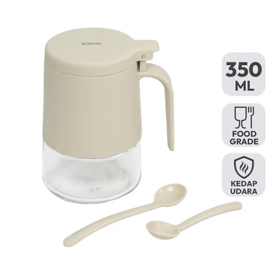 Gambar Kris Essicante Tempat Bumbu Dapur Kaca 350 ml - Krem