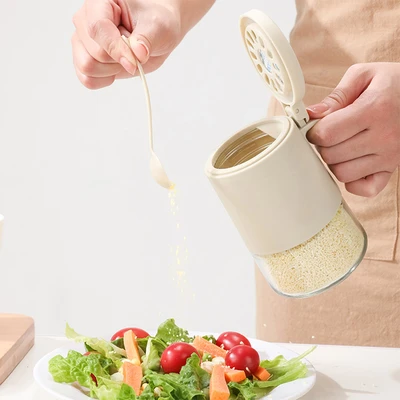 Gambar Kris Essicante Tempat Bumbu Dapur Kaca 350 ml - Krem