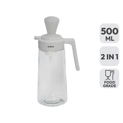 Gambar Kris Brosse Botol Minyak 2 In 1 Kaca 500 ml - Putih Ivory