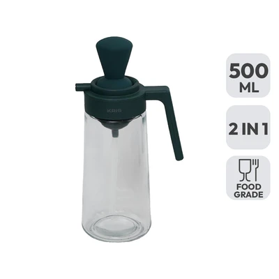 Gambar Kris Brosse Botol Minyak Kaca 2 In 1 500 ml - Hijau