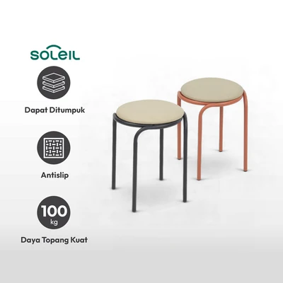 Gambar Soleil Sierra Bangku Kulit Padded - Hitam