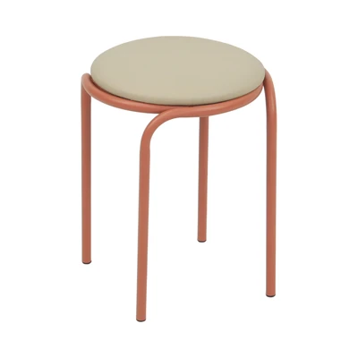 Gambar Soleil Sierra Bangku Kulit Padded - Merah Terracotta