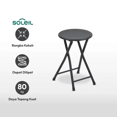 Gambar Soleil Jarvis Bangku Lipat Metal - Hitam