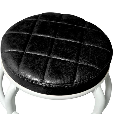 Gambar Soleil Almond Bangku Kulit Dengan Roda - Hitam