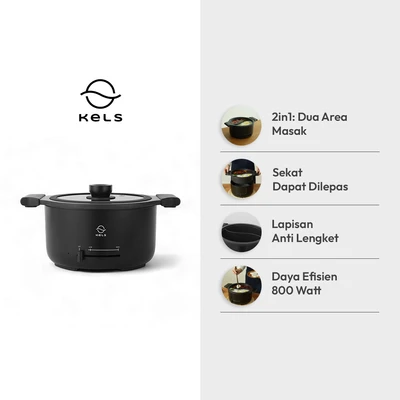 Gambar Kels Oscar Panci Hot Pot Elektrik 2 In1 2.5 Liter - Hitam