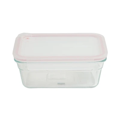 Gambar Glasslock Aircap Wadah Makanan Kaca Rectangle 900 ml - Pink