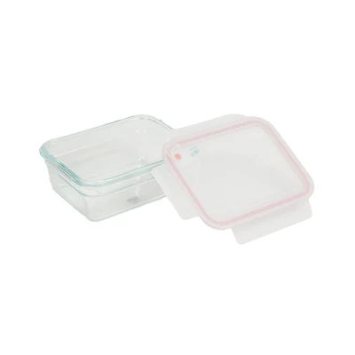 Gambar Glasslock Aircap Wadah Makanan Kaca Rectangle 900 ml - Pink