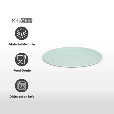 Gambar Krischef Piring Makan Melamine Oval 26 cm - Hijau Sage