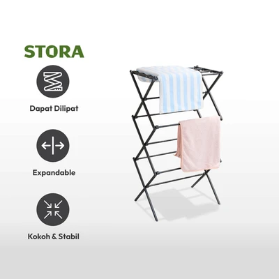 Gambar Stora Jemuran Indoor Expandable 57.5-101x41x105 cm - Abu-Abu Tua