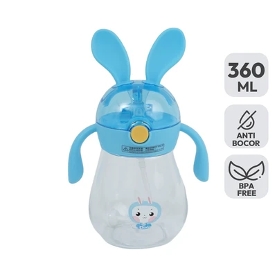 Jual Ataru Rabbit Botol Minum Anak Plastik Dengan Sedotan Strap 360 Ml ...