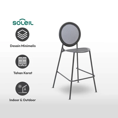 Gambar Soleil Preston Kursi Bar Metal Stacking - Cokelat Sandy Coffee