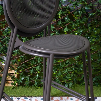 Gambar Soleil Preston Kursi Bar Metal Stacking - Cokelat Sandy Coffee