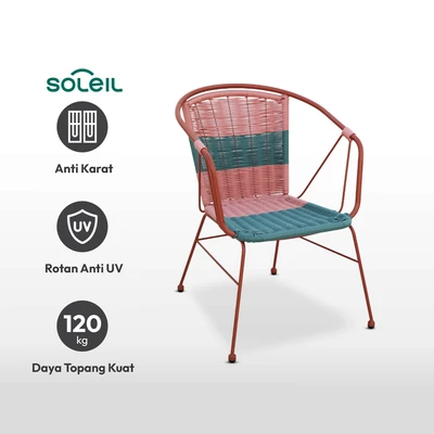 Gambar Soleil Merry Kursi Teras Rattan - Merah/Biru