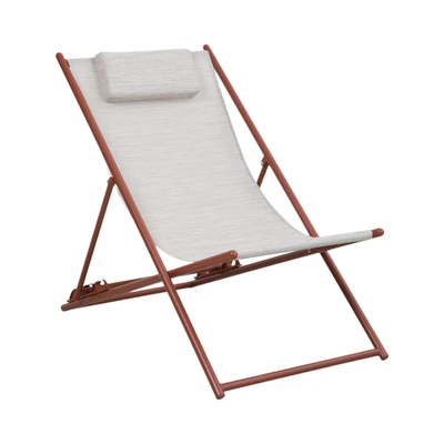 Gambar Soleil Merlot Kursi Pantai Fabric 3 Posisi Dengan Bantal - Krem