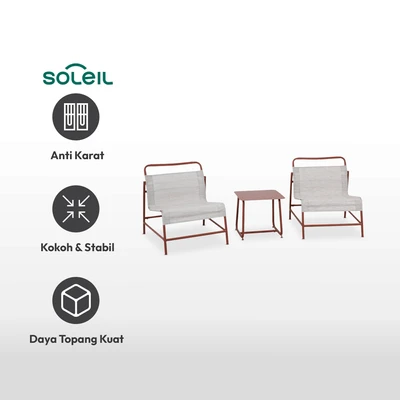 Gambar Soleil Merlot Kursi & Meja Teras Set 3 pcs - Krem