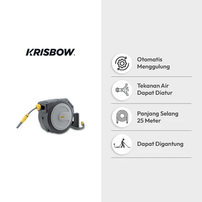 Gambar Krisbow Selang Air Autorewind 1/2 Inci 25 Meter - Abu-Abu
