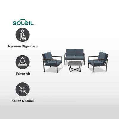 Gambar Soleil Set Kursi & Meja Teras - Abu-Abu Tua