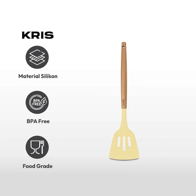 Gambar Kris Spatula Turner Slotted Silikon - Krem Beige