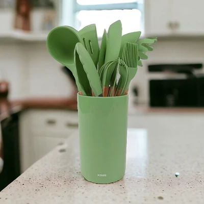 Gambar Kris Peralatan Masak Dengan Holder Set 10 pcs - Hijau Avocado