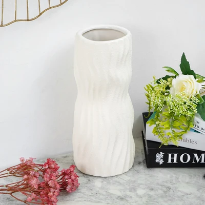 Gambar Informa Artsy Vas Bunga Keramik 13x13x30 cm - Krem Beige
