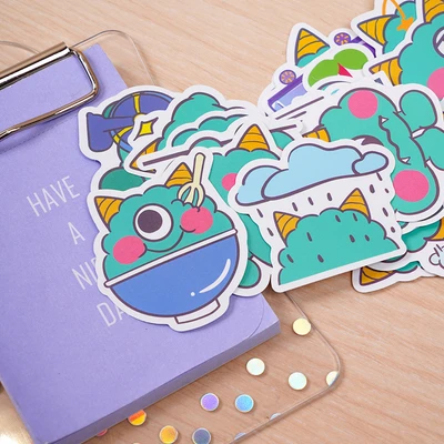 Gambar Ataru Stiker Monster Series Set 60 pcs - Hijau