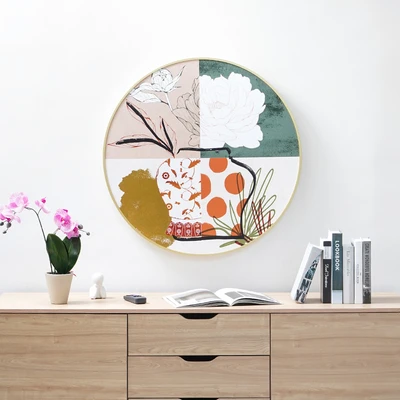 Gambar Informa Lukisan Kanvas Handmade & Print Round Patches 80.8x80.8 cm - Mix