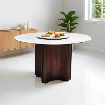 Gambar Informa Ender Meja Makan - Putih/Cokelat Walnut