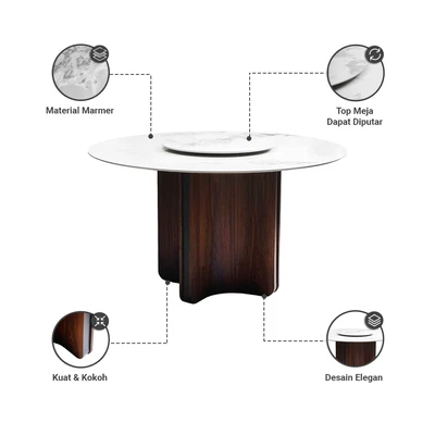 Gambar Informa Ender Meja Makan - Putih/Cokelat Walnut